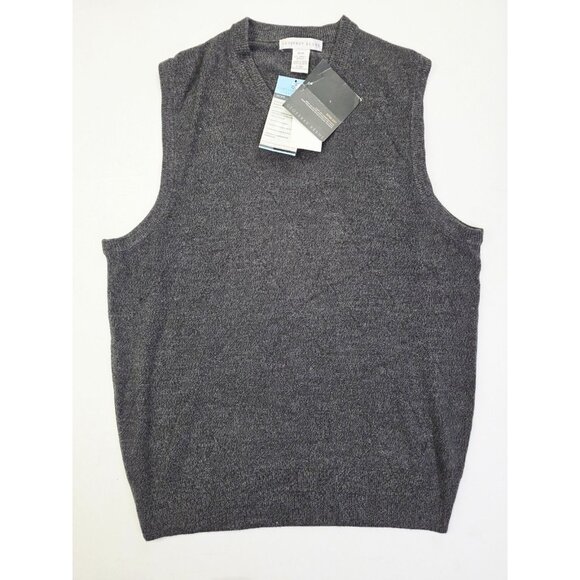 Geoffrey Beene Sz Medium Charcoal Gray Mens Extra Sofr Pullover Sweater Vest NWT - Picture 1 of 13